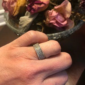 **SOLD**  14K Gold Wide Diamond Pavé Band